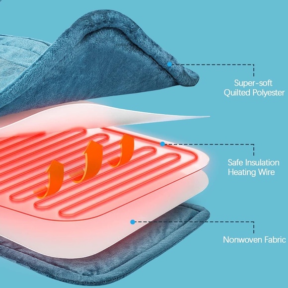 NEW HEATING PAD NECK BACK WEIGHTED BLUE 2 LB ELECTRIC 6 HEAT SETTINGS 4 TIMERS - Picture 6 of 7